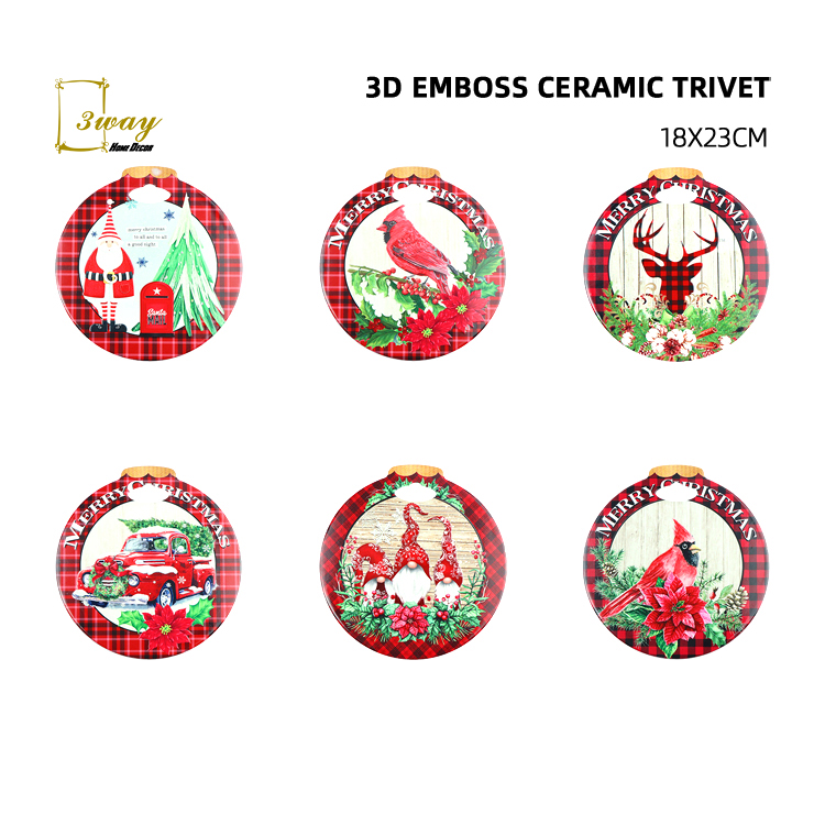 2022 New Design 3D EMBOSSED factory direct European quality ceramic trivet with discount